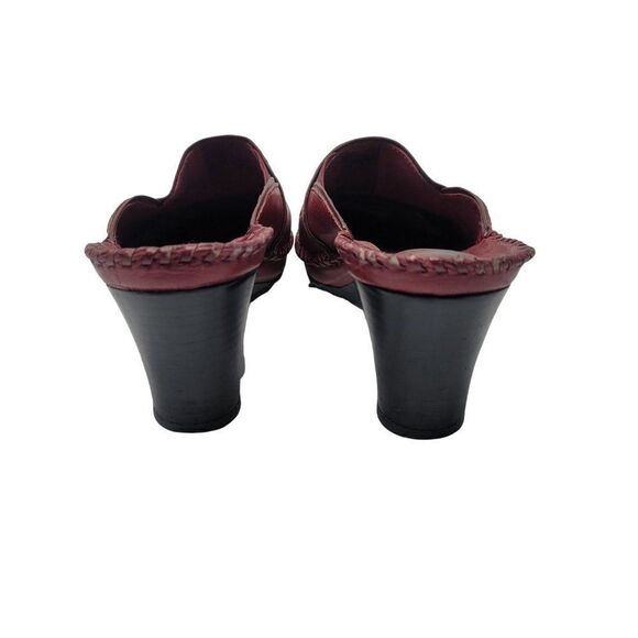 Clarks Artisan Collection Red Leather Embroidered Mules Wedge Clogs 7.5 Comfort - Picture 12 of 14